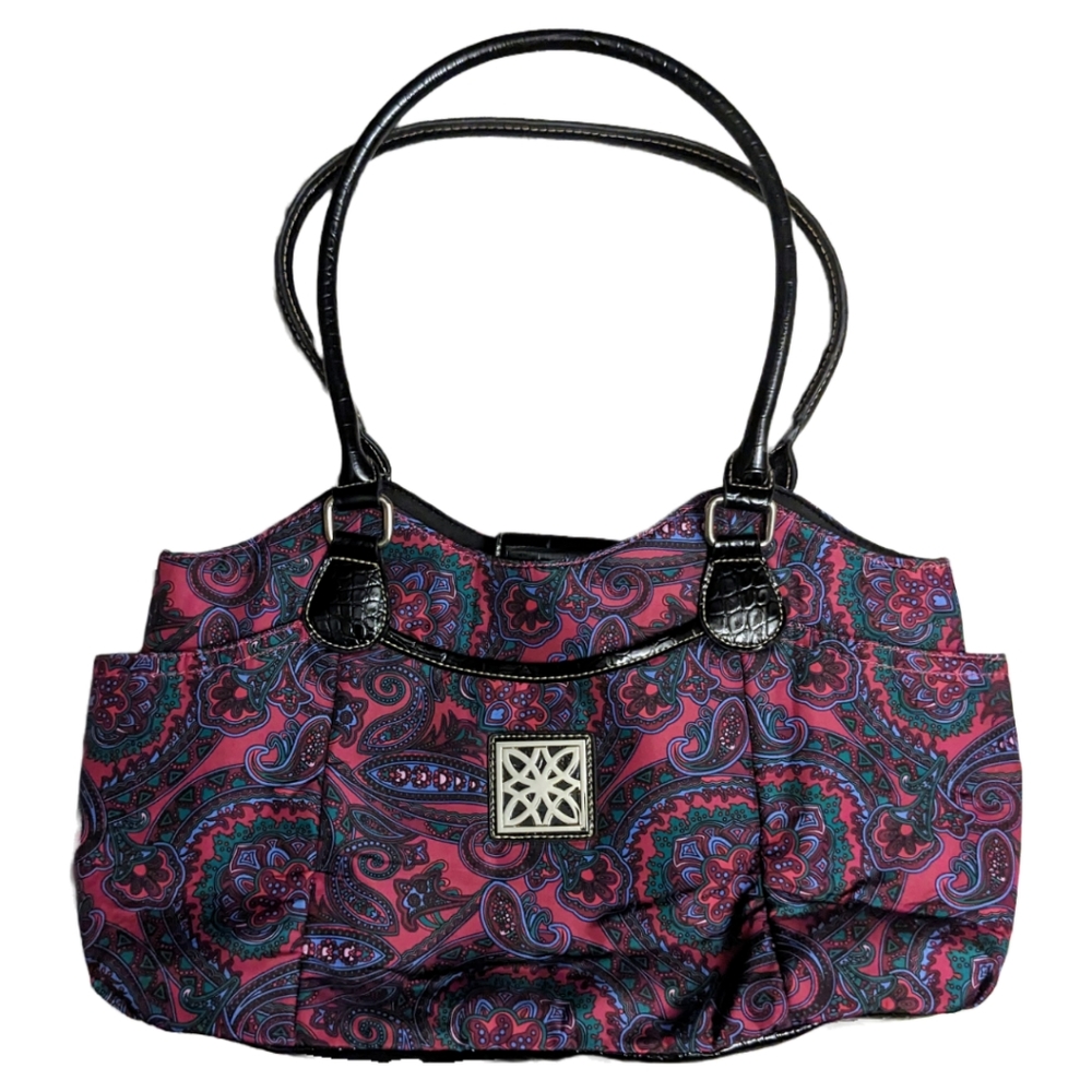 Jeun Bang Purple and Pink Paisley Print Purse / Shoulder Bag